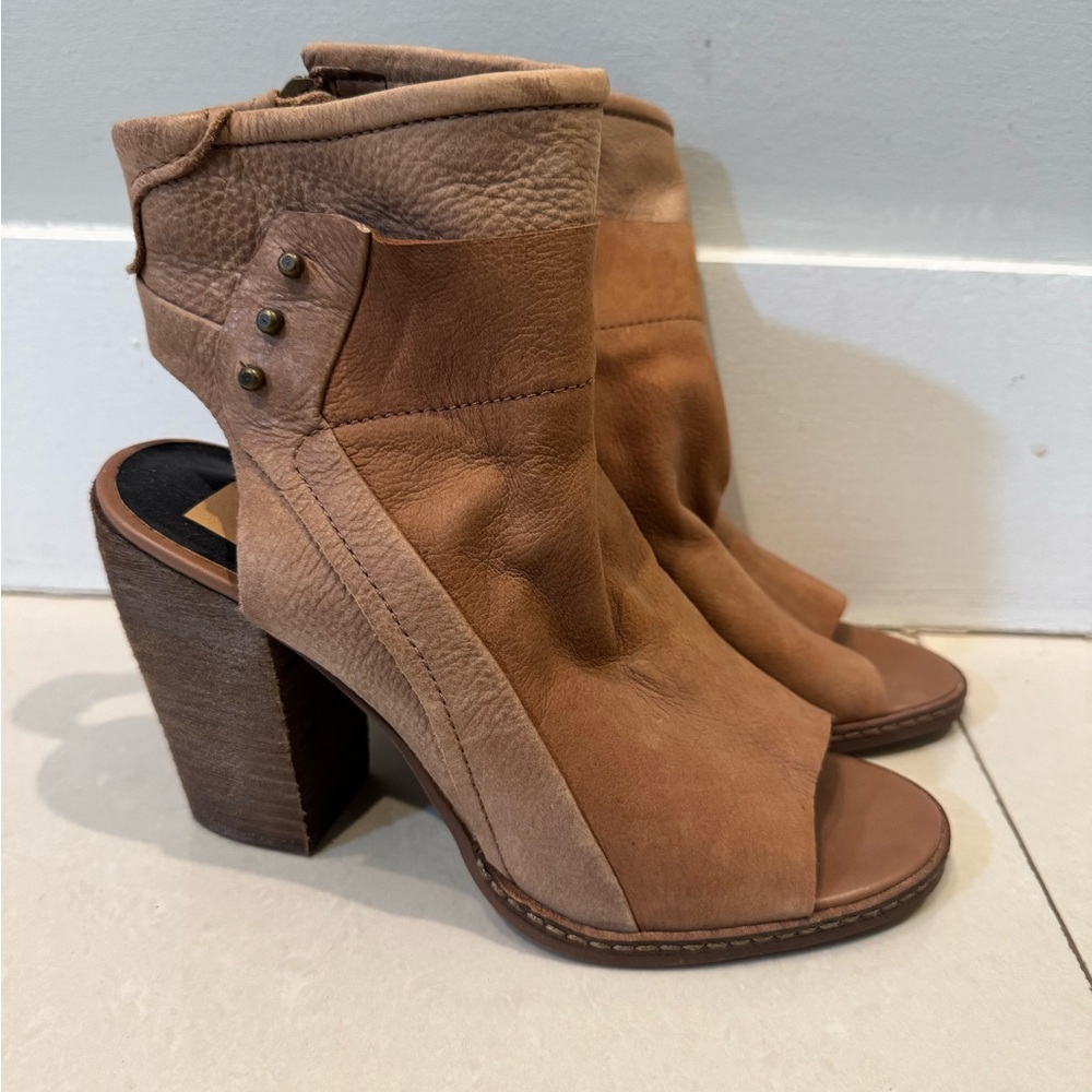 Dolce Vita Brown Peep-Toe Heeled Boots